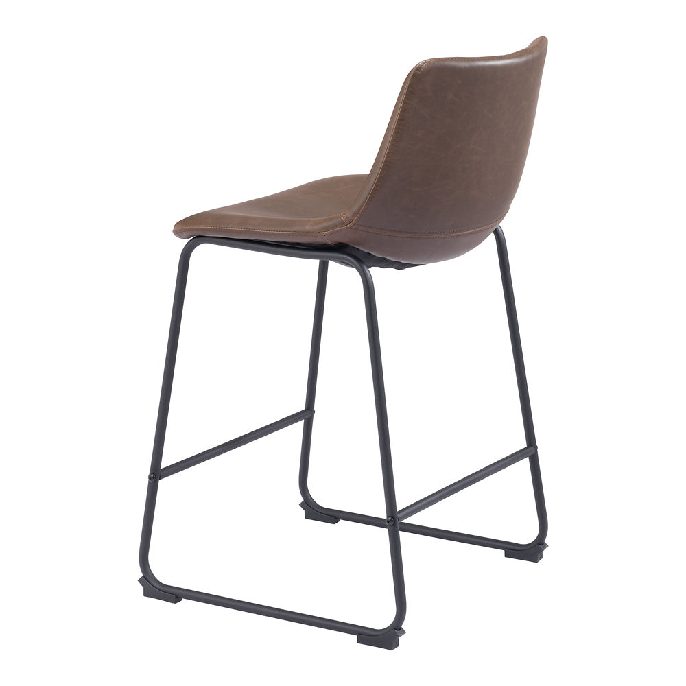 Banco Mostrador para Bar y Barra - ZUO SMART - Varios Colores - Asiento y Respaldo Tapizados en Piel Sintética - Vintage Espresso