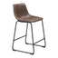 Banco Mostrador para Bar y Barra - ZUO SMART - Varios Colores - Asiento y Respaldo Tapizados en Piel Sintética - Vintage Espresso