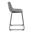 Banco Mostrador para Bar y Barra - ZUO SMART - Varios Colores - Asiento y Respaldo Tapizados en Piel Sintética - Gris Carbón