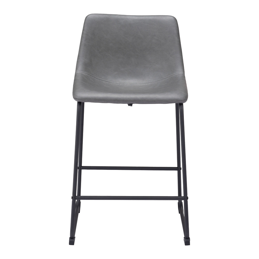 Banco Mostrador para Bar y Barra - ZUO SMART - Varios Colores - Asiento y Respaldo Tapizados en Piel Sintética - Gris Carbón