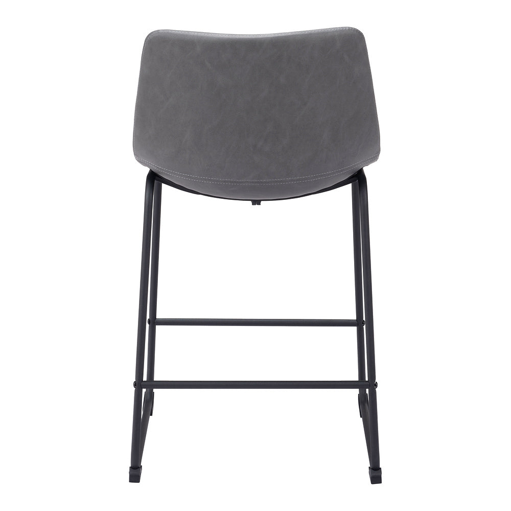 Banco Mostrador para Bar y Barra - ZUO SMART - Varios Colores - Asiento y Respaldo Tapizados en Piel Sintética - Gris Carbón