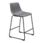 Banco Mostrador para Bar y Barra - ZUO SMART - Varios Colores - Asiento y Respaldo Tapizados en Piel Sintética - Gris Carbón