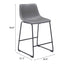 Banco Mostrador para Bar y Barra - ZUO SMART - Varios Colores - Asiento y Respaldo Tapizados en Piel Sintética - Gris Carbón