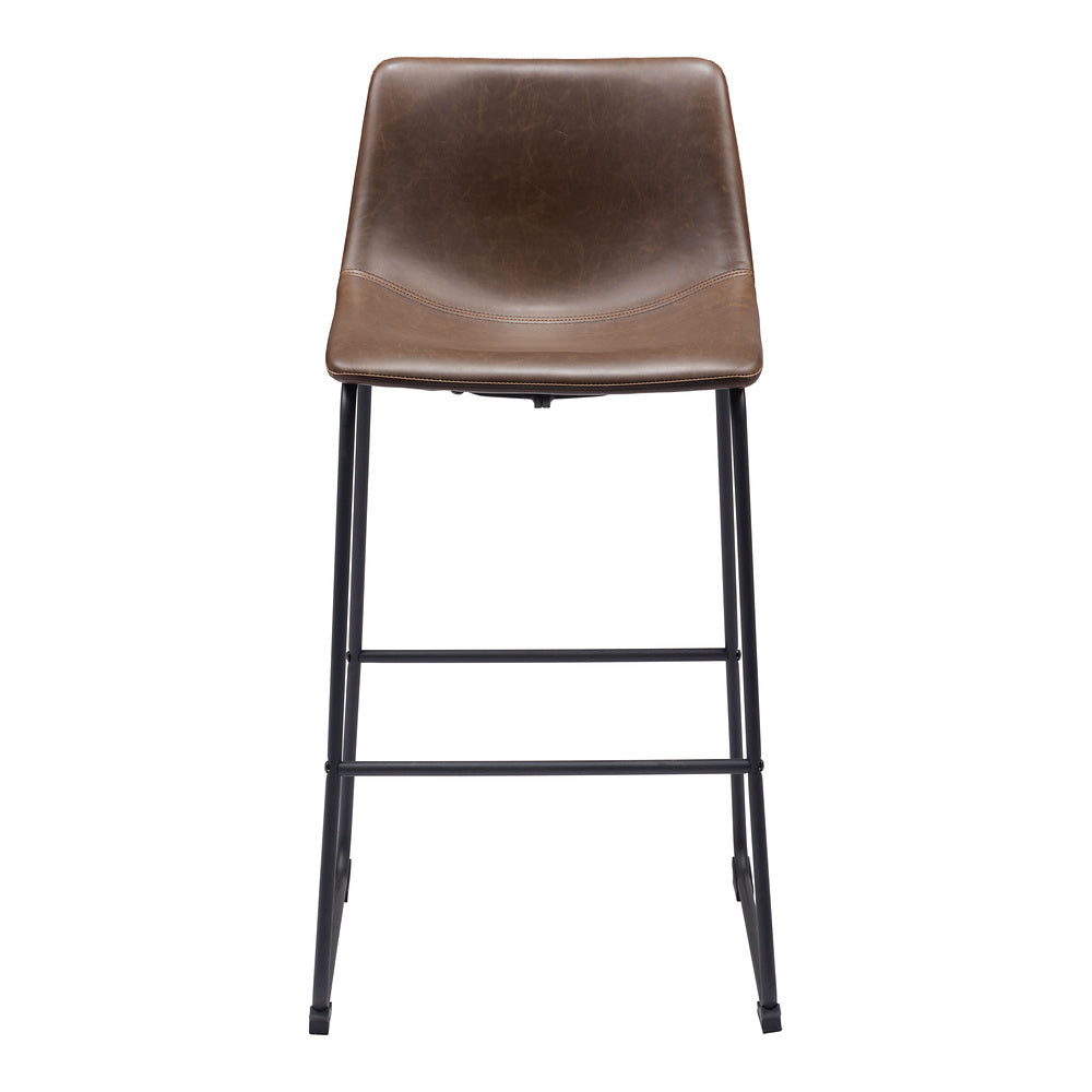 Banco Alto para Bistró - ZUO SMART - Varios Colores - Asiento y Respaldo Tapizados en Piel Sintética - Vintage Espresso