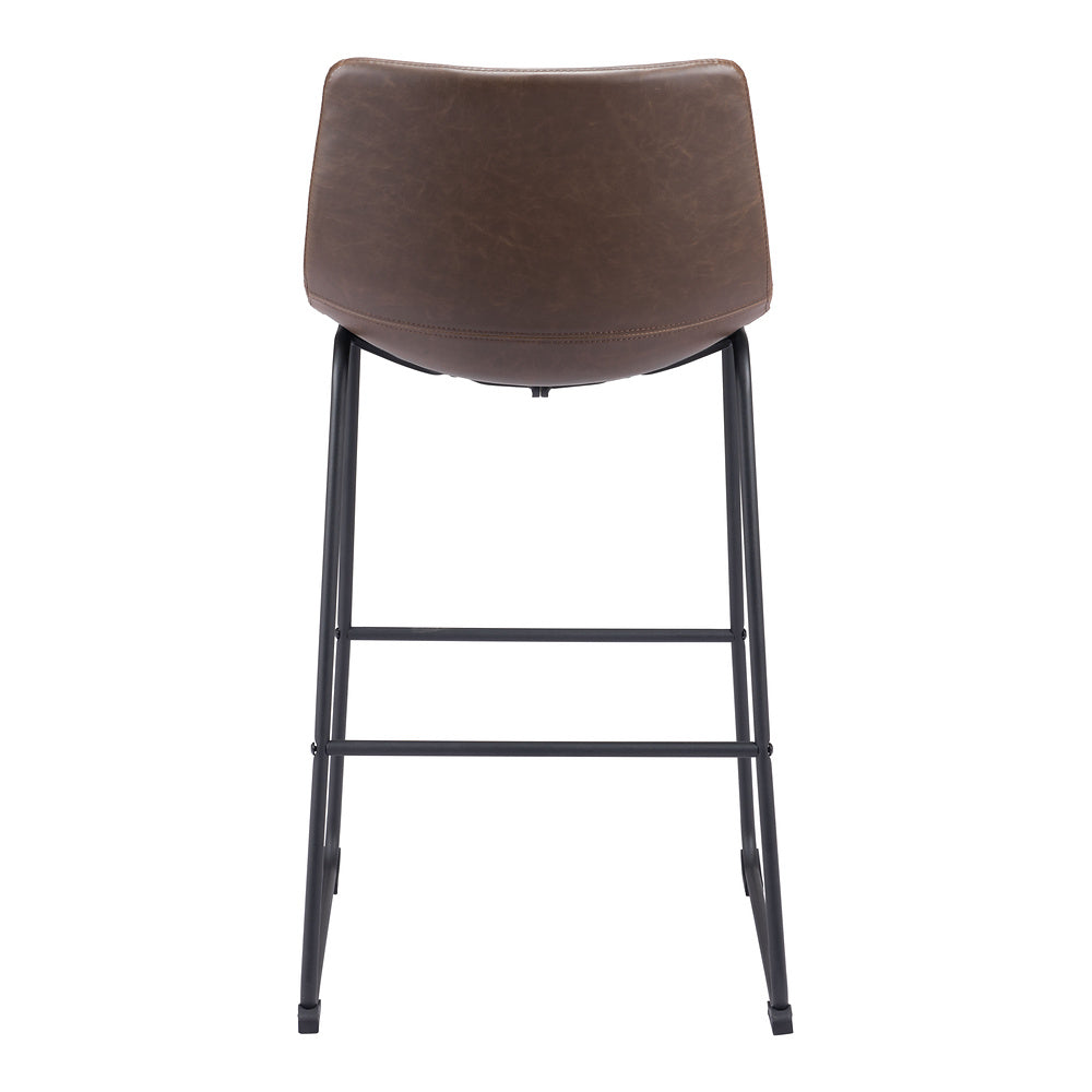 Banco Alto para Bistró - ZUO SMART - Varios Colores - Asiento y Respaldo Tapizados en Piel Sintética - Vintage Espresso
