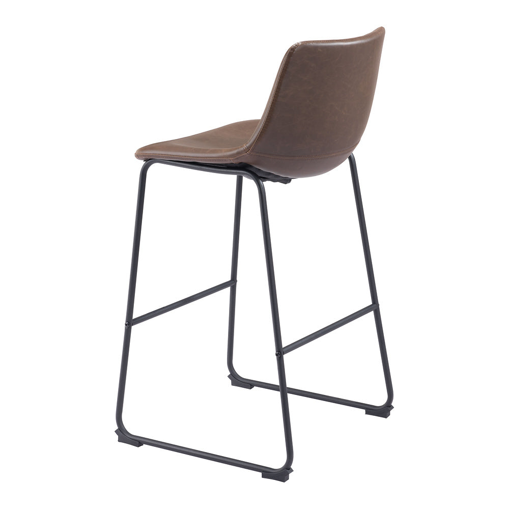 Banco Alto para Bistró - ZUO SMART - Varios Colores - Asiento y Respaldo Tapizados en Piel Sintética - Vintage Espresso