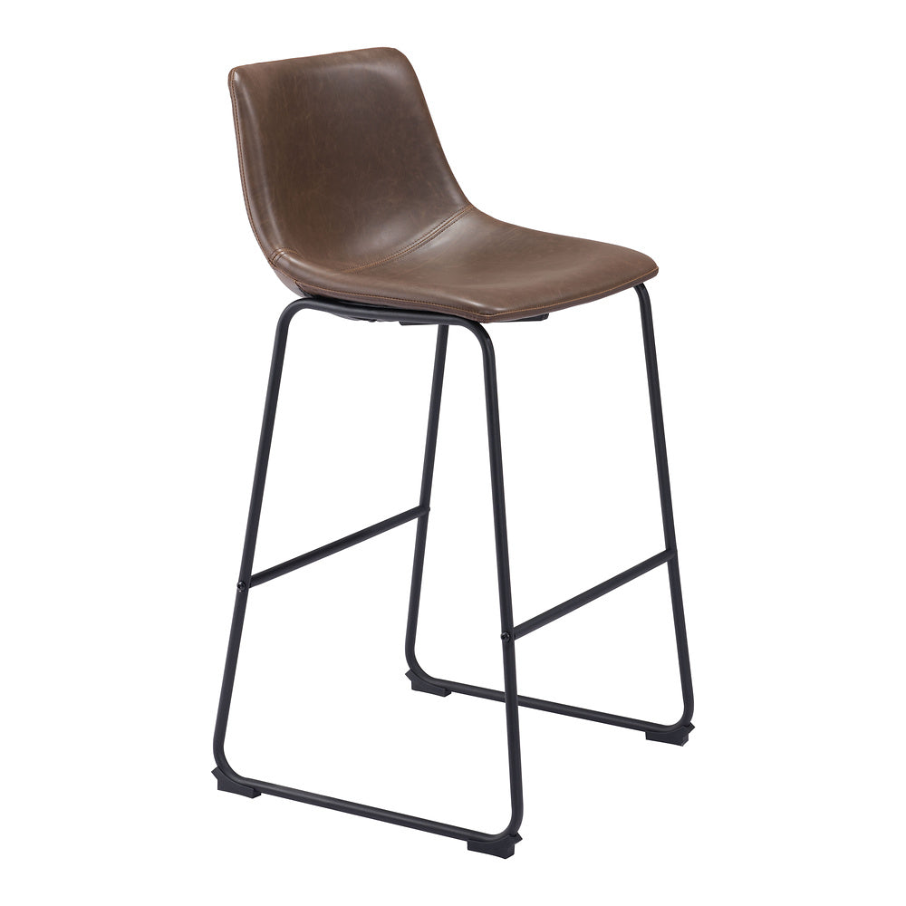Banco Alto para Bistró - ZUO SMART - Varios Colores - Asiento y Respaldo Tapizados en Piel Sintética - Vintage Espresso