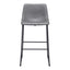Banco Alto para Bistró - ZUO SMART - Varios Colores - Asiento y Respaldo Tapizados en Piel Sintética - Gris Carbón