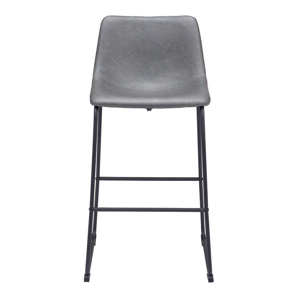 Banco Alto para Bistró - ZUO SMART - Varios Colores - Asiento y Respaldo Tapizados en Piel Sintética - Gris Carbón