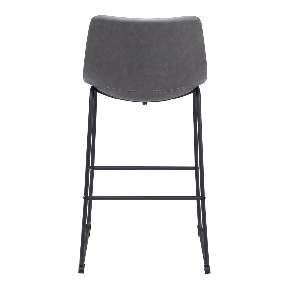 Banco Alto para Bistró - ZUO SMART - Varios Colores - Asiento y Respaldo Tapizados en Piel Sintética - Gris Carbón