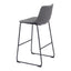 Banco Alto para Bistró - ZUO SMART - Varios Colores - Asiento y Respaldo Tapizados en Piel Sintética - Gris Carbón