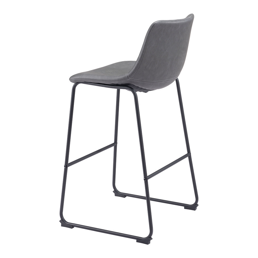 Banco Alto para Bistró - ZUO SMART - Varios Colores - Asiento y Respaldo Tapizados en Piel Sintética - Gris Carbón