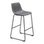Banco Alto para Bistró - ZUO SMART - Varios Colores - Asiento y Respaldo Tapizados en Piel Sintética - Gris Carbón