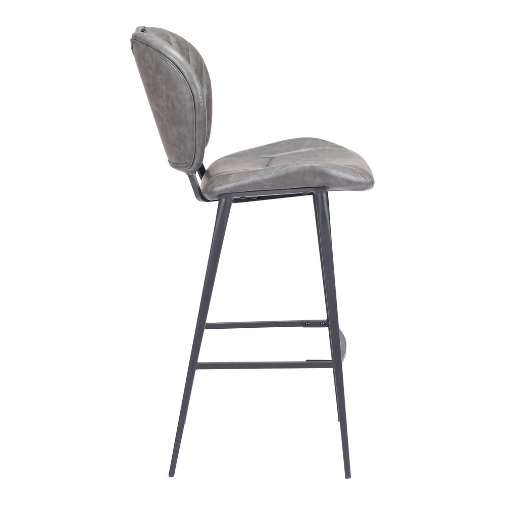 Banco Alto para Pub - ZUO TERRENCE - Vintage Gris - Asiento y Respaldo Tapizados en Piel Sintética