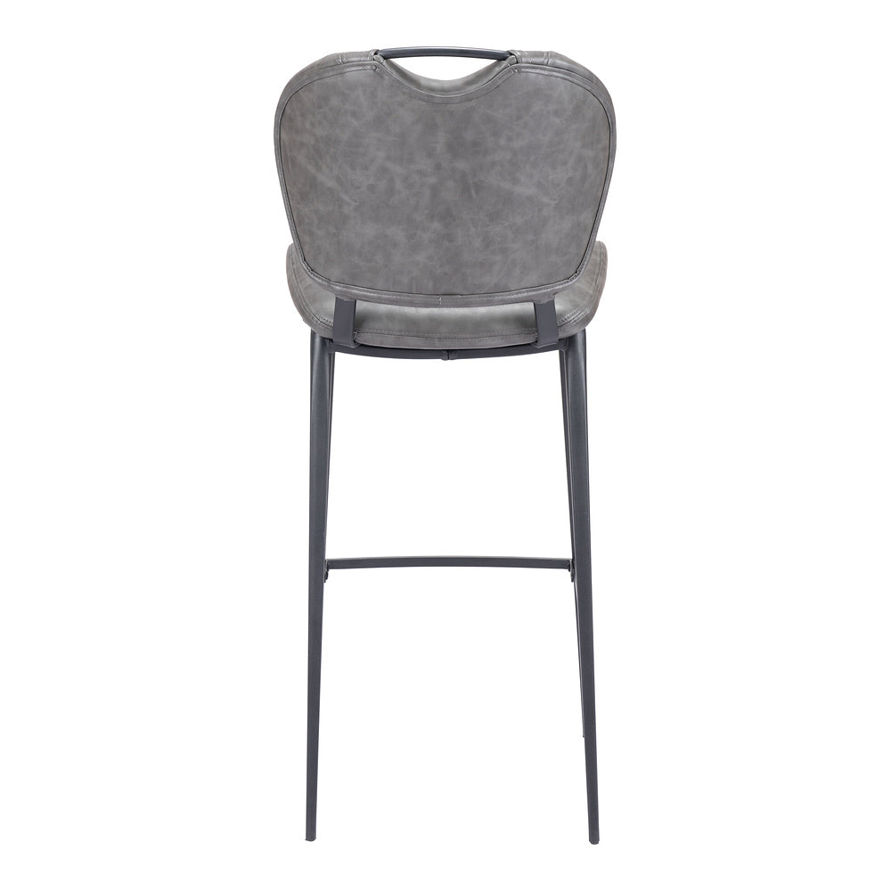 Banco Alto para Pub - ZUO TERRENCE - Vintage Gris - Asiento y Respaldo Tapizados en Piel Sintética