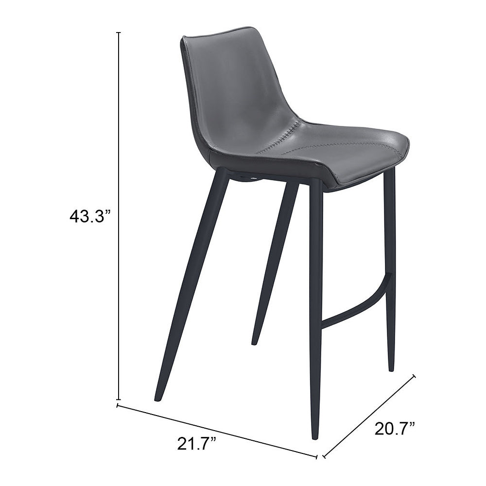 Banco Alto para Bistró - ZUO MAGNUS 53x55 109391 - Varios Colores - Asiento y Respaldo Tapizados en Piel Sintética