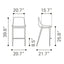 Banco Mostrador para Bar y Barra - ZUO MAGNUS 53x55 109392 - Varios Colores - Asiento y Respaldo Tapizados en Piel Sintética