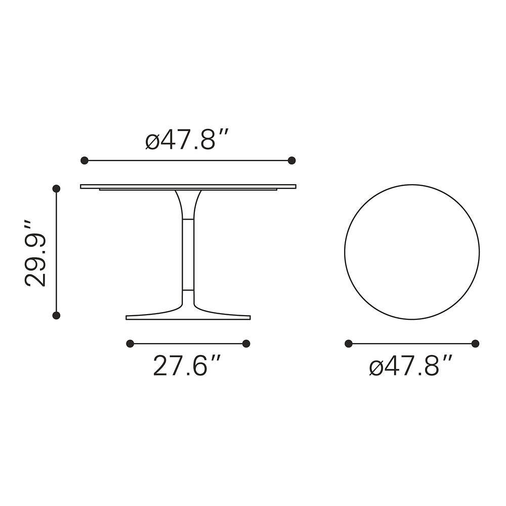 Mesa de Comedor para Food Court - ZUO METROPOLIS - Varios Colores - Cubierta de Mármol Natural y Estructura de Hierro