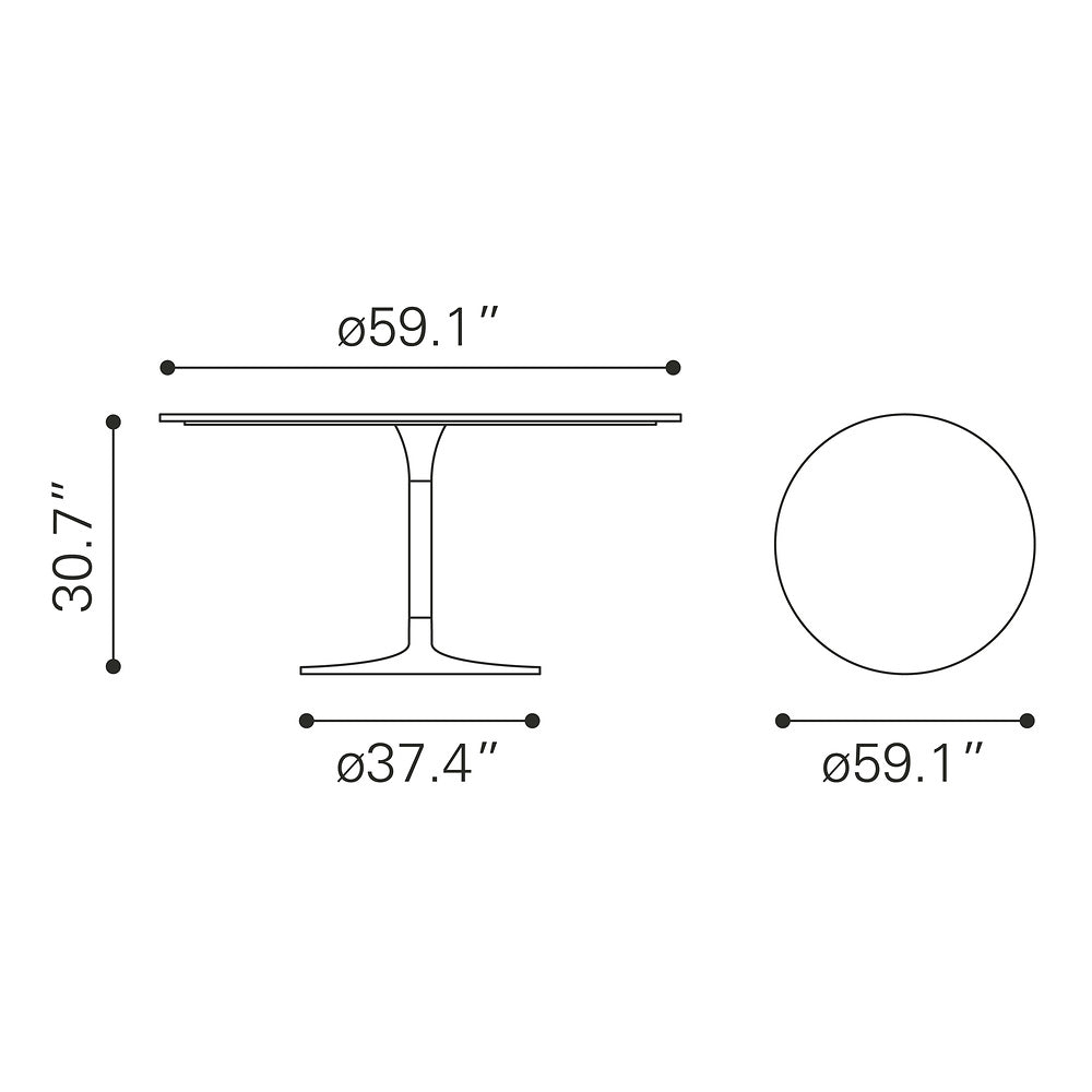 Mesa de Comedor para Cafetería - ZUO METROPOLIS - Varios Colores - Cubierta de Mármol Natural y Estructura de Hierro