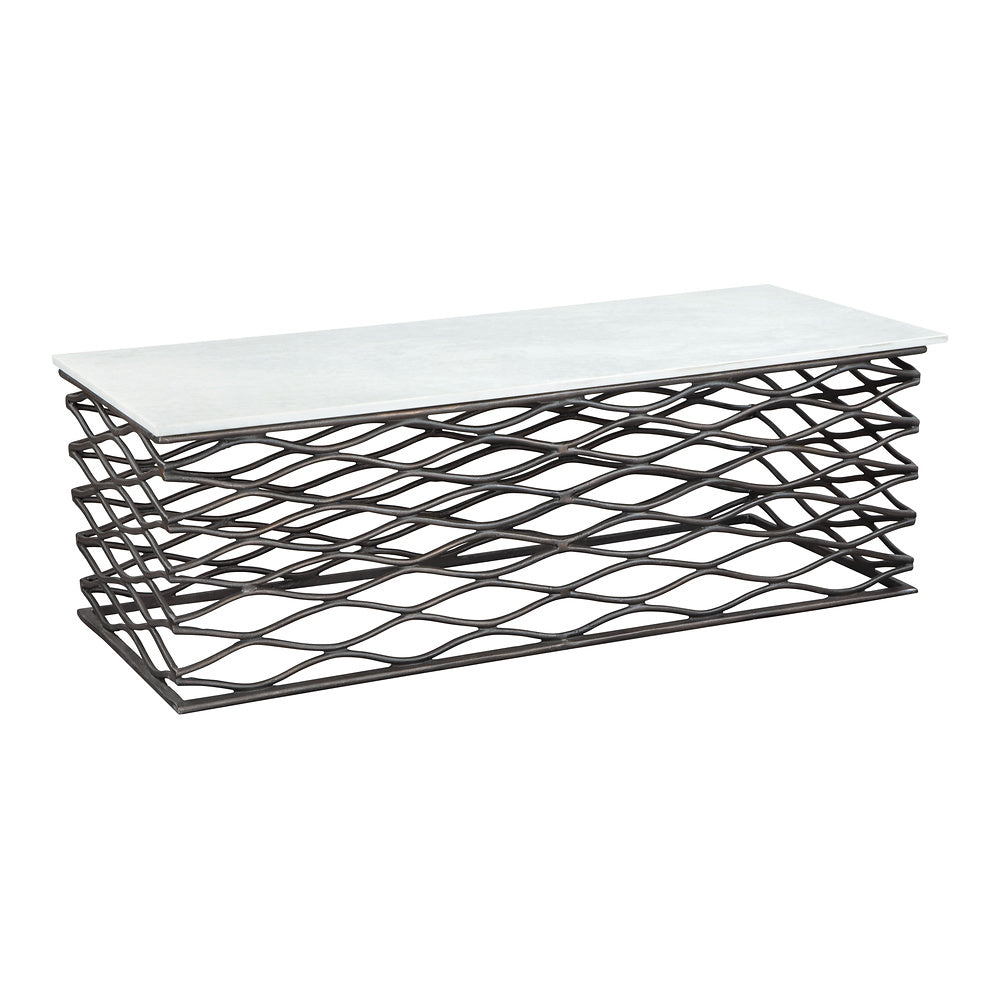 Mesa de Centro para Lounge - ZUO DUCHESS - Varios Colores - Cubierta de Mármol Natural y Estructura de Aluminio Chapado