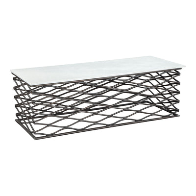 Mesa de Centro para Lounge - ZUO DUCHESS - Varios Colores - Cubierta de Mármol Natural y Estructura de Aluminio Chapado