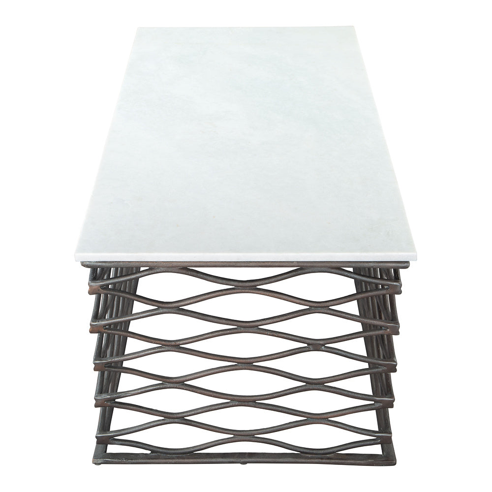 Mesa de Centro para Lounge - ZUO DUCHESS - Varios Colores - Cubierta de Mármol Natural y Estructura de Aluminio Chapado