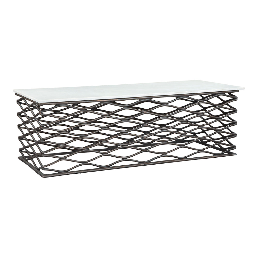 Mesa de Centro para Lounge - ZUO DUCHESS - Varios Colores - Cubierta de Mármol Natural y Estructura de Aluminio Chapado