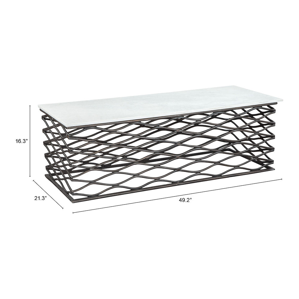 Mesa de Centro para Lounge - ZUO DUCHESS - Varios Colores - Cubierta de Mármol Natural y Estructura de Aluminio Chapado