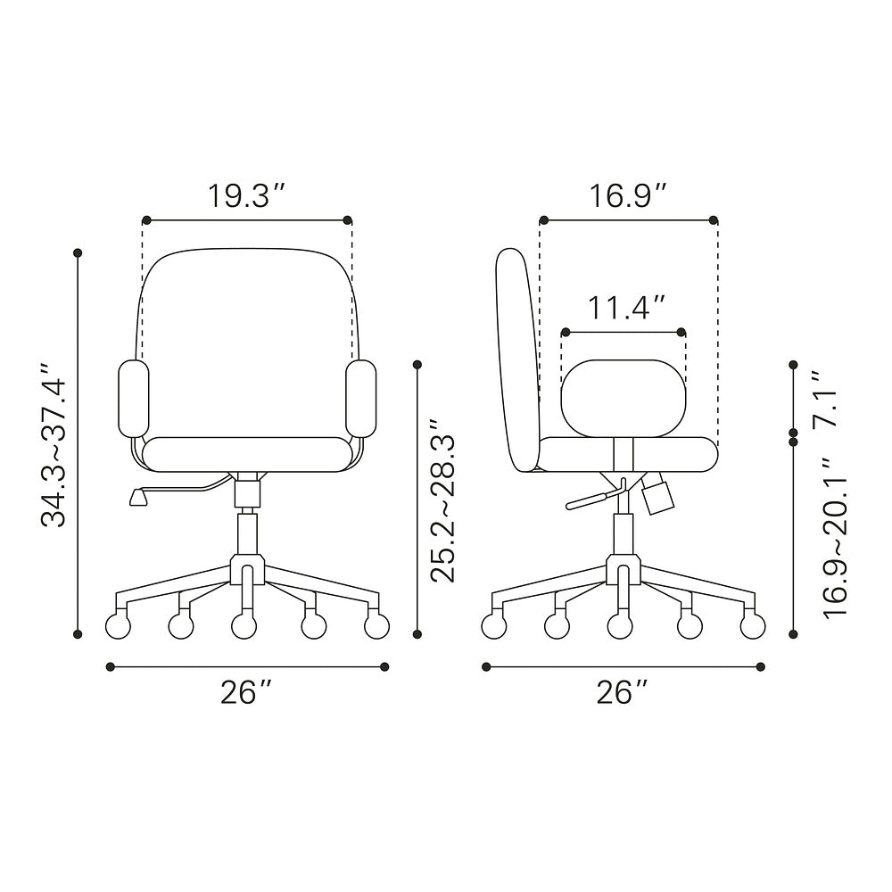 Silla de Oficina Secretarial para Coworking - ZUO LIONEL - Varios Colores - Asiento y Respaldo Tapizados - Verde Olivo