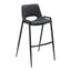 Banco Alto para Comedor de Empresa - ZUO DESI - Negro - Asiento y Respaldo Tapizados en Piel Sintética