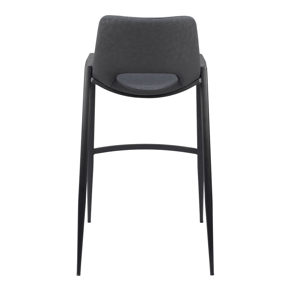 Banco Alto para Comedor de Empresa - ZUO DESI - Negro - Asiento y Respaldo Tapizados en Piel Sintética