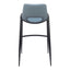 Banco Alto para Comedor de Empresa - ZUO DESI - Gris Azulado - Asiento y Respaldo Tapizados en Piel Sintética