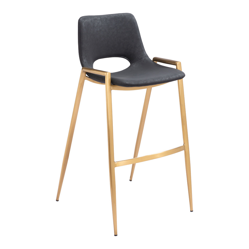 Banco Alto para Comedor de Empresa - ZUO DESI 53x55 109555 - Varios Colores - Asiento y Respaldo Tapizados en Piel Sintética