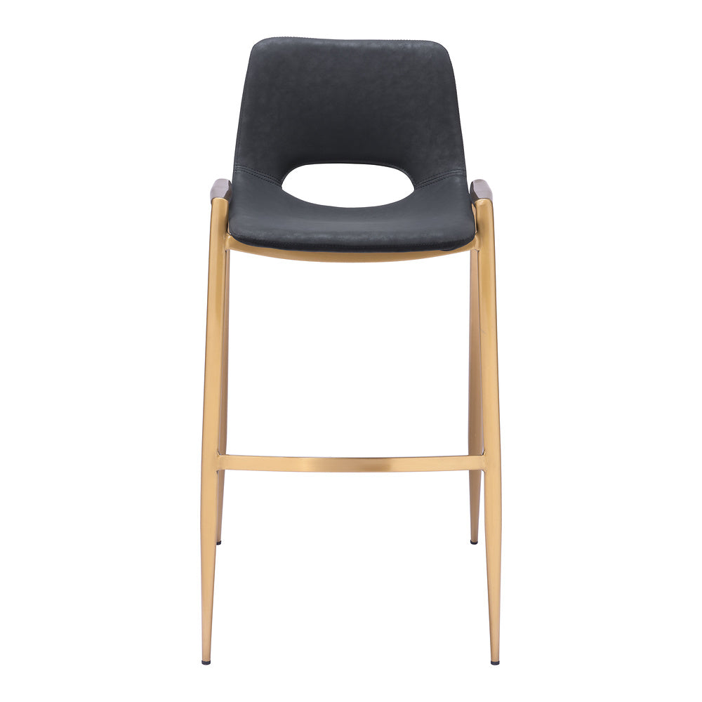 Banco Alto para Comedor de Empresa - ZUO DESI 53x55 109555 - Varios Colores - Asiento y Respaldo Tapizados en Piel Sintética