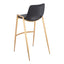 Banco Alto para Comedor de Empresa - ZUO DESI 53x55 109555 - Varios Colores - Asiento y Respaldo Tapizados en Piel Sintética