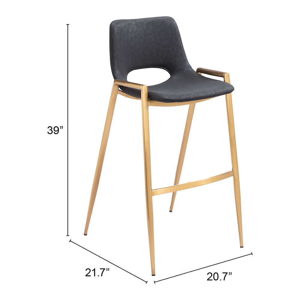 Banco Alto para Comedor de Empresa - ZUO DESI 53x55 109555 - Varios Colores - Asiento y Respaldo Tapizados en Piel Sintética