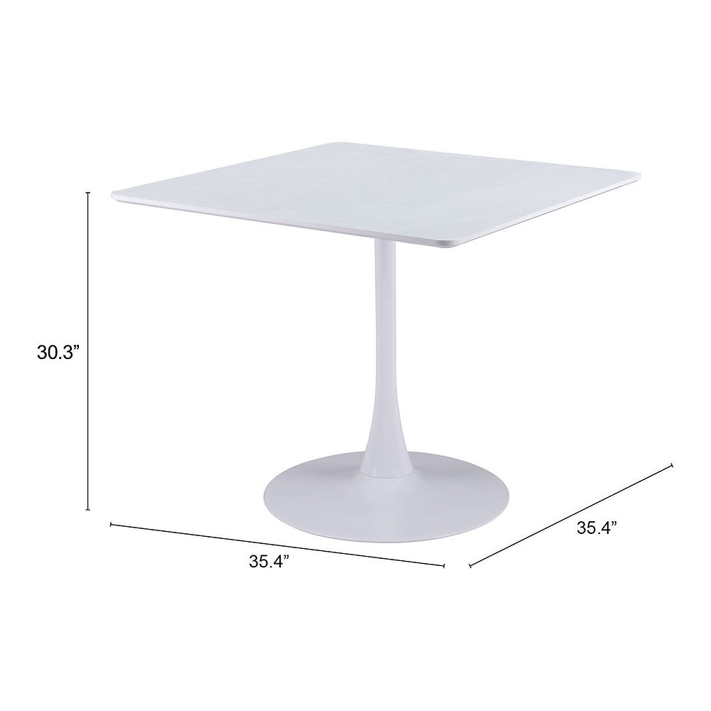 Mesa de Comedor para Salón de Eventos - ZUO MOLLY - Blanco - Cubierta de MDF Símil Madera y Estructura de Acero con Recubrimiento en Polvo