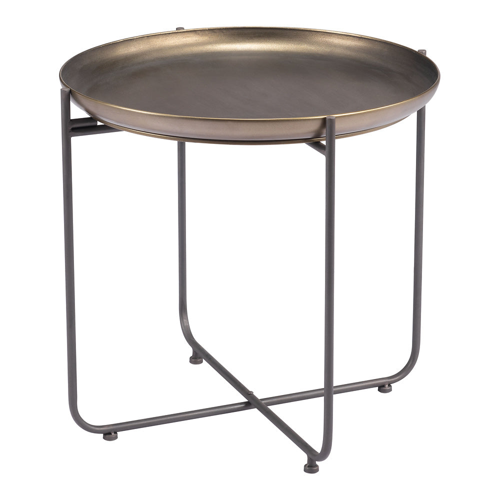 Mesa Auxiliar para Consultorio - ZUO BRONSON - Bronce - Estructura y Cubierta en Acero Pintado