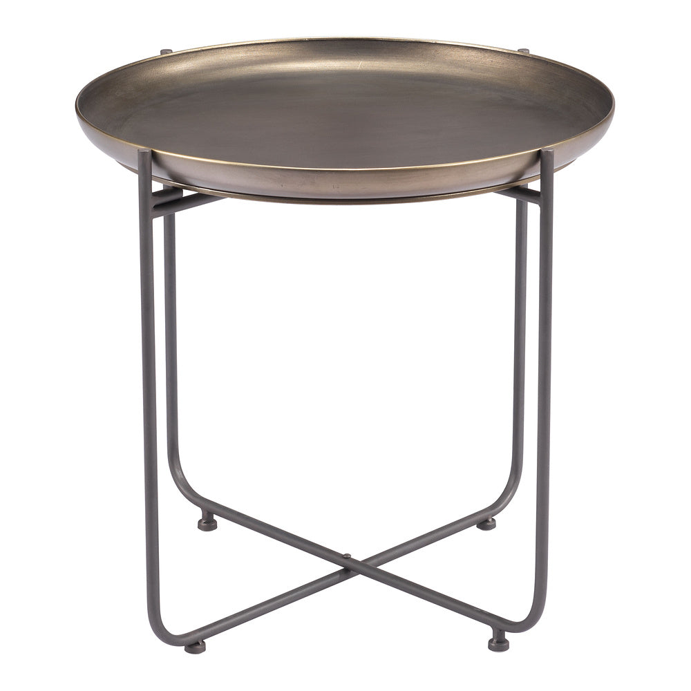 Mesa Auxiliar para Consultorio - ZUO BRONSON - Bronce - Estructura y Cubierta en Acero Pintado