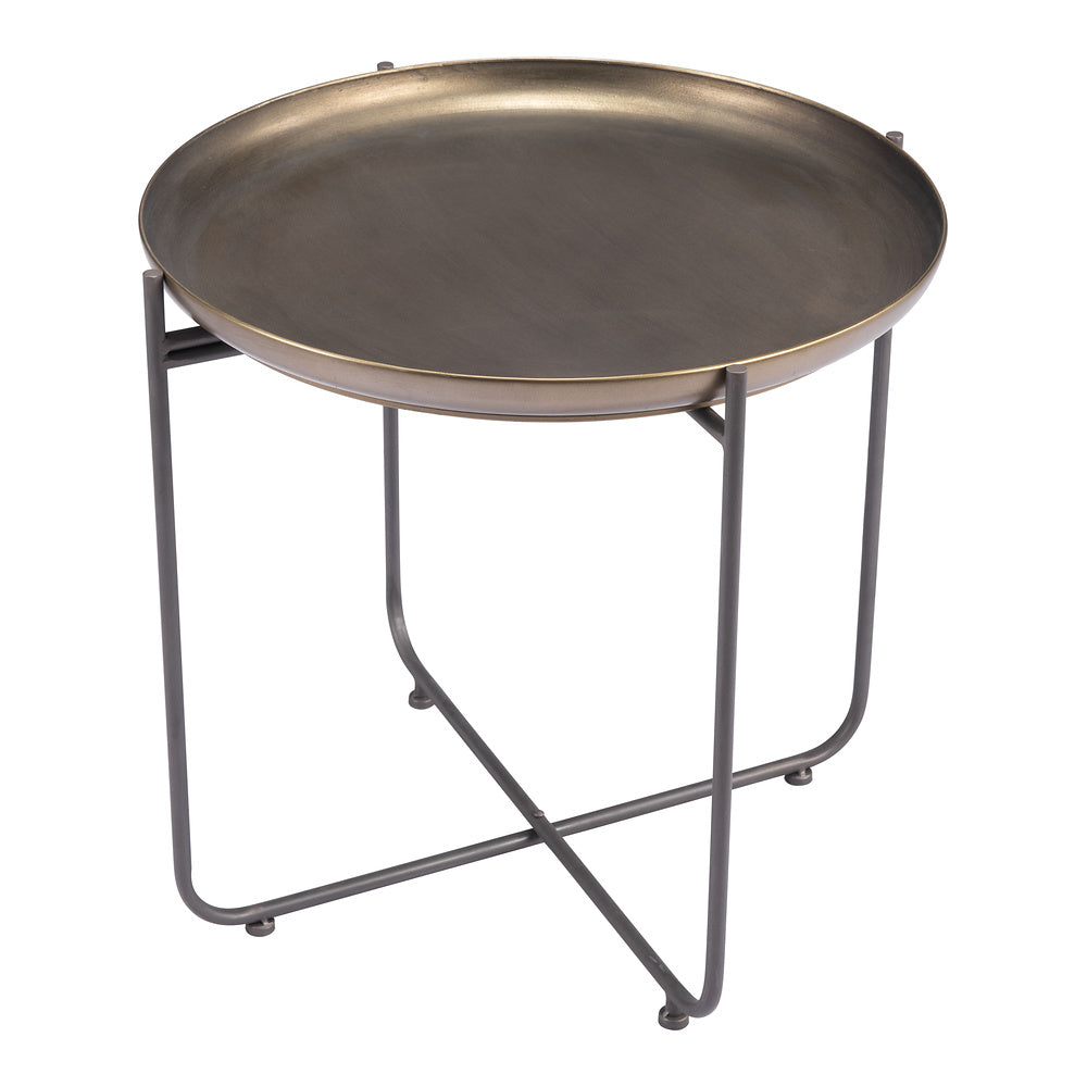 Mesa Auxiliar para Consultorio - ZUO BRONSON - Bronce - Estructura y Cubierta en Acero Pintado