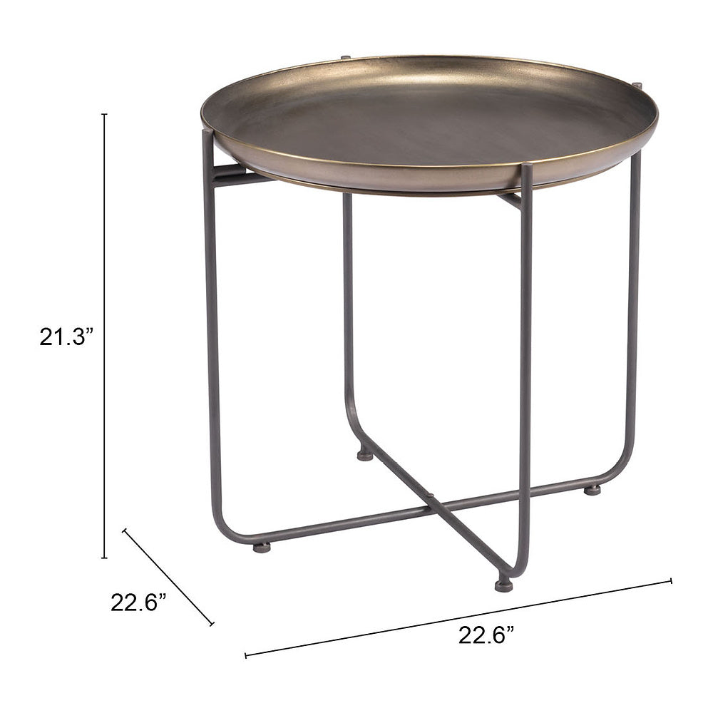 Mesa Auxiliar para Consultorio - ZUO BRONSON - Bronce - Estructura y Cubierta en Acero Pintado