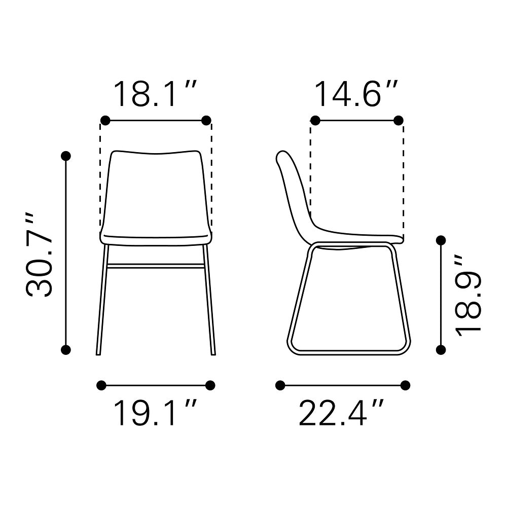 Silla Comercial para Hotel - ZUO SMART - Varios Colores - Asiento y Respaldo Tapizados en Piel Sintética - Negro
