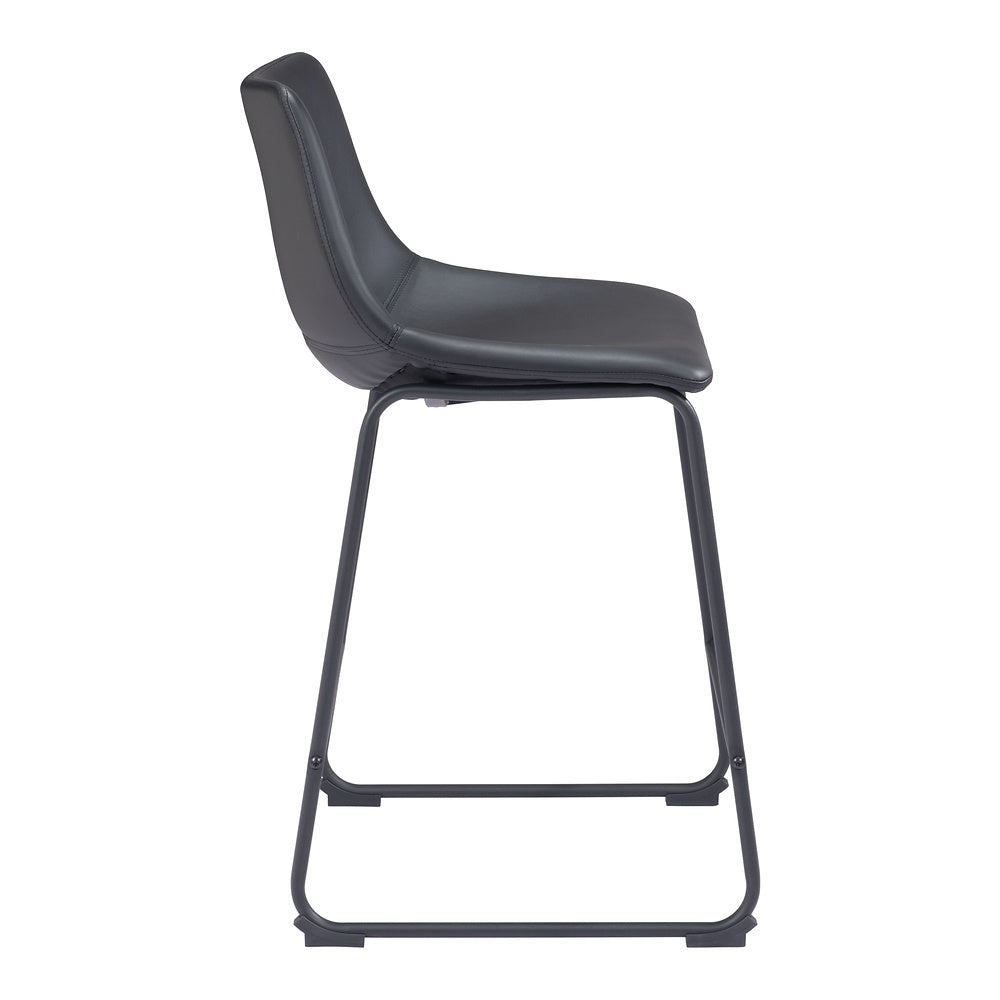 Banco Mostrador para Bar y Barra - ZUO SMART - Varios Colores - Asiento y Respaldo Tapizados en Piel Sintética - Negro