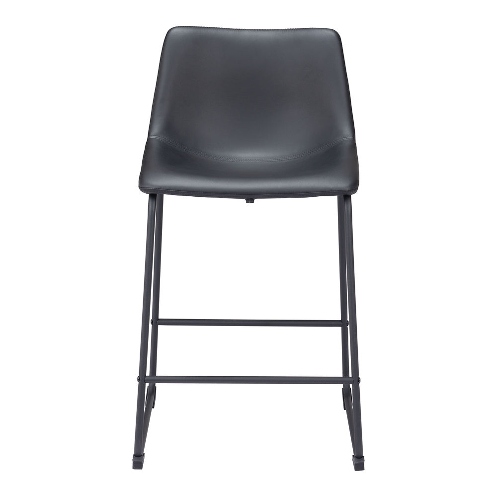 Banco Mostrador para Bar y Barra - ZUO SMART - Varios Colores - Asiento y Respaldo Tapizados en Piel Sintética - Negro