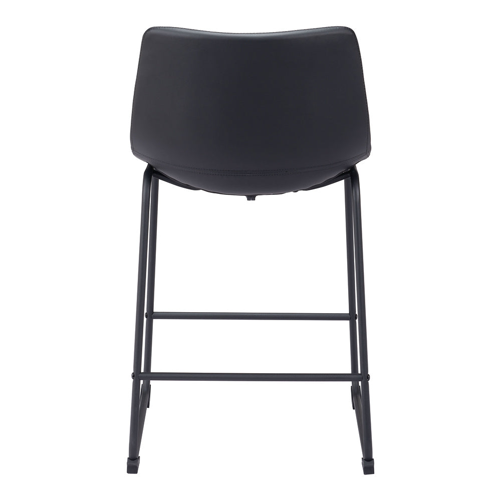 Banco Mostrador para Bar y Barra - ZUO SMART - Varios Colores - Asiento y Respaldo Tapizados en Piel Sintética - Negro