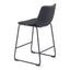 Banco Mostrador para Bar y Barra - ZUO SMART - Varios Colores - Asiento y Respaldo Tapizados en Piel Sintética - Negro