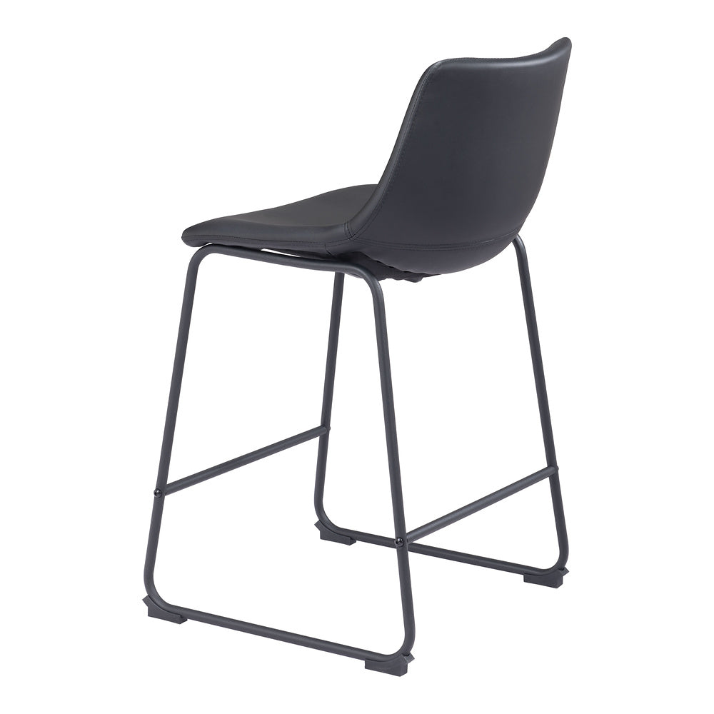 Banco Mostrador para Bar y Barra - ZUO SMART - Varios Colores - Asiento y Respaldo Tapizados en Piel Sintética - Negro