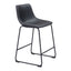 Banco Mostrador para Bar y Barra - ZUO SMART - Varios Colores - Asiento y Respaldo Tapizados en Piel Sintética - Negro