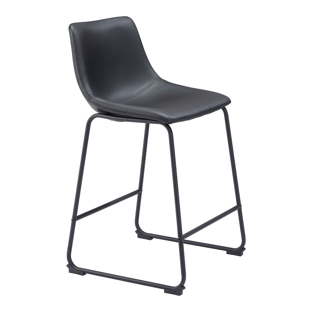 Banco Mostrador para Bar y Barra - ZUO SMART - Varios Colores - Asiento y Respaldo Tapizados en Piel Sintética - Negro