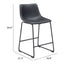 Banco Mostrador para Bar y Barra - ZUO SMART - Varios Colores - Asiento y Respaldo Tapizados en Piel Sintética - Negro